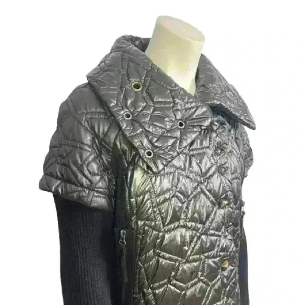 LAFLAMME FOURRURE  GLOSSY QUILTED TRENCH GORGEOUS COAT SLEEVES SIZE M - Picture 16 of 16
